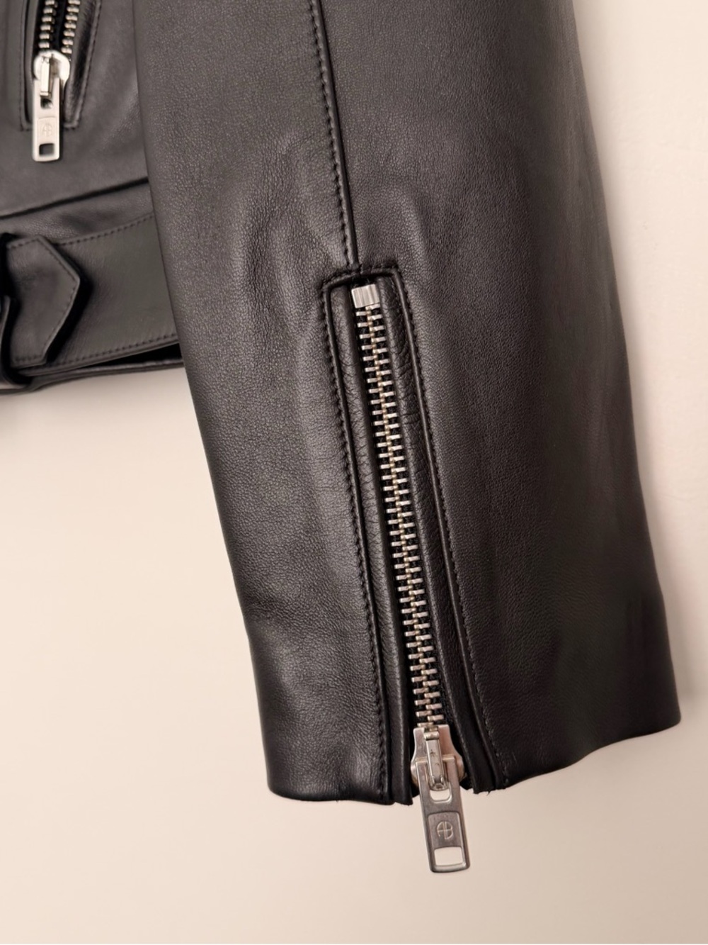 Anine Bing Cassidy Leather Jacket - Women's Biker Moto Jacket, Large - Picture 5 of 15